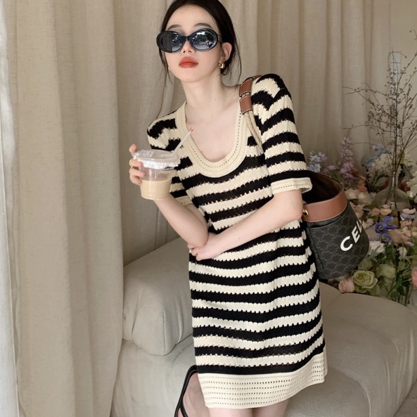 Đầm thun ZHELIHANGFEI dệt kim dáng rộng phong cách thời trang cho nữ