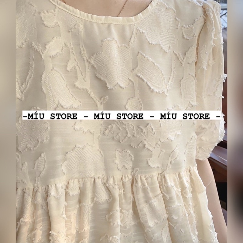 Váy babydoll cổ tròn 2 lớp chất tơ xước hoạ tiết nổi + quà tặng [Hàng QC] | BigBuy360 - bigbuy360.vn