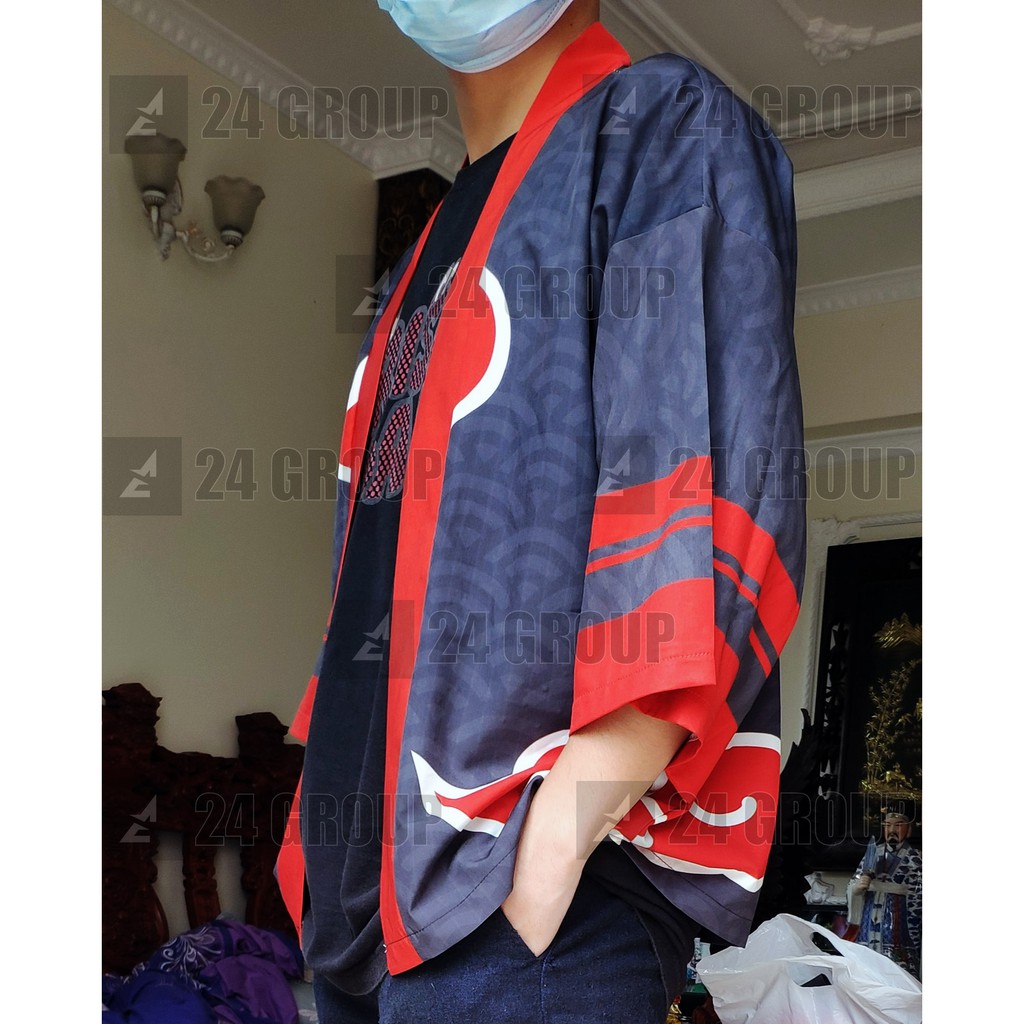 [TỰ MAY] Áo choàng khoác yakuta Haori happi truyền thống Nhật Bản cosplay phong cách Akatsuki trong Naruto anime itach