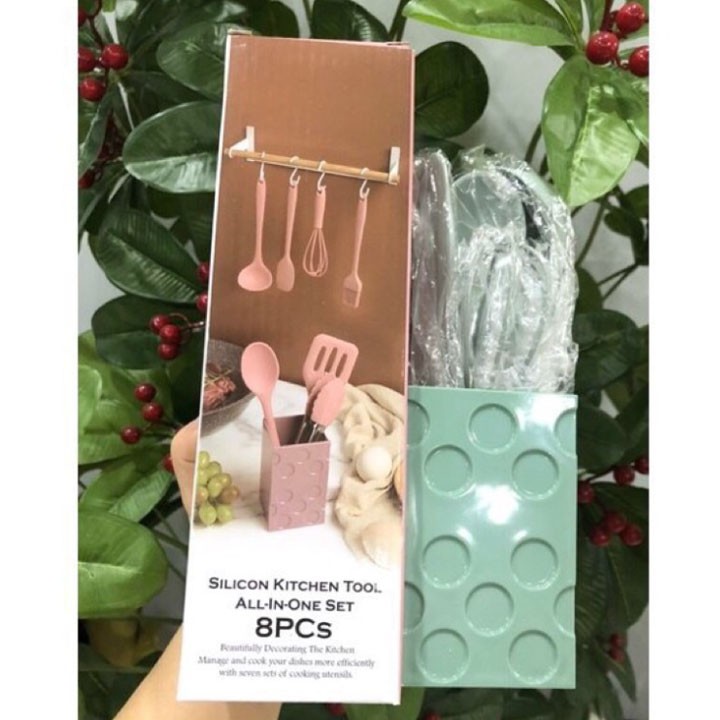 Bộ dụng cụ nhà bếp nấu ăn, làm bánh 5 món chịu nhiệt cao bằng silicone chống dính phong cách Hàn Quốc