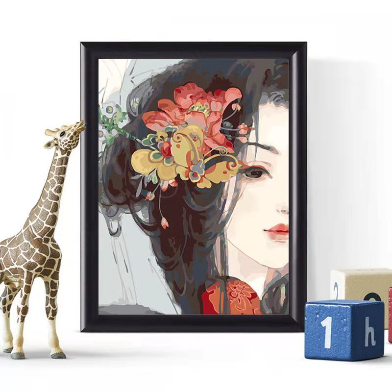 Set tranh sơn dầu 40x50cm tự làm hình cô gái Trung Hoa xinh xắn