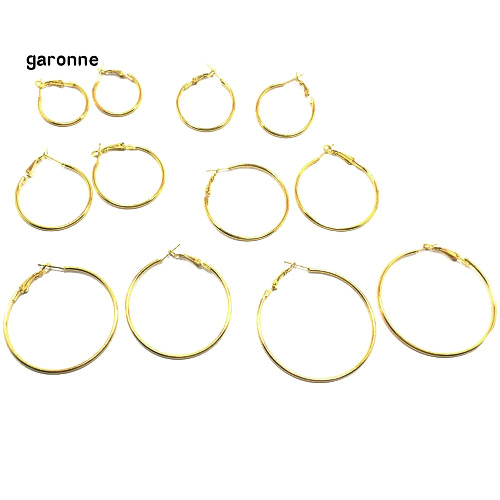 GA_6 Pairs Fashion Circle Hoop Dangle Earrings Women Celebrity Eardrop Jewelry Gift