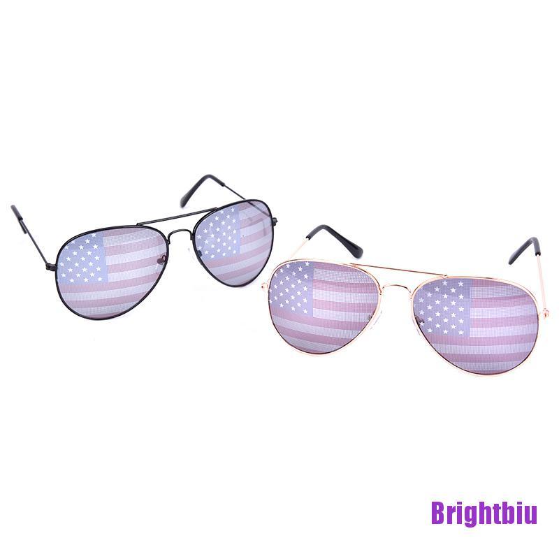 Brightbiu New Patriotic Sunglasses American Flag USA Lens Star Stripe Pilot Shades Patriot