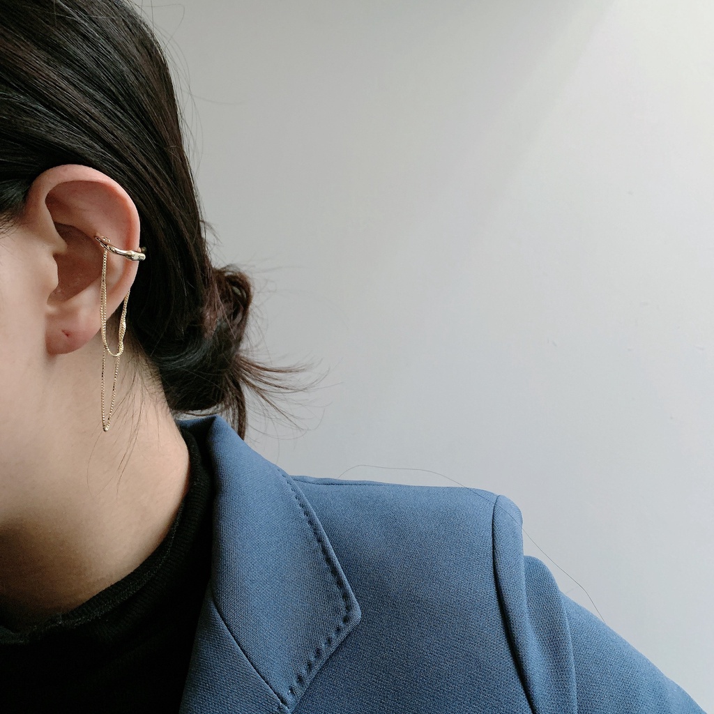 Khuyên Kẹp Vành Tai Dáng Dài Nhiều Lớp Đơn Giản Thời Trang Mới Cho Nữ