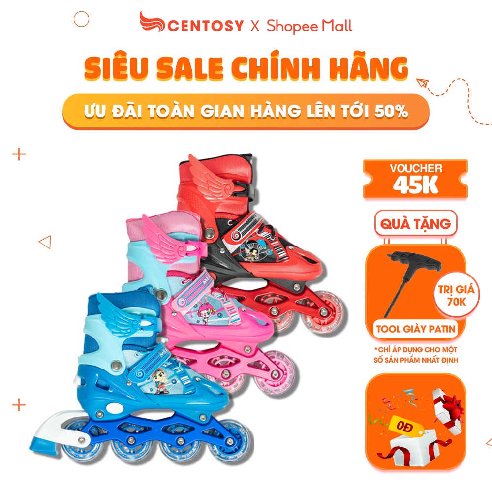 Giày trượt patin trẻ em Centosy Measin có cánh thiên thần bánh đèn sáng
