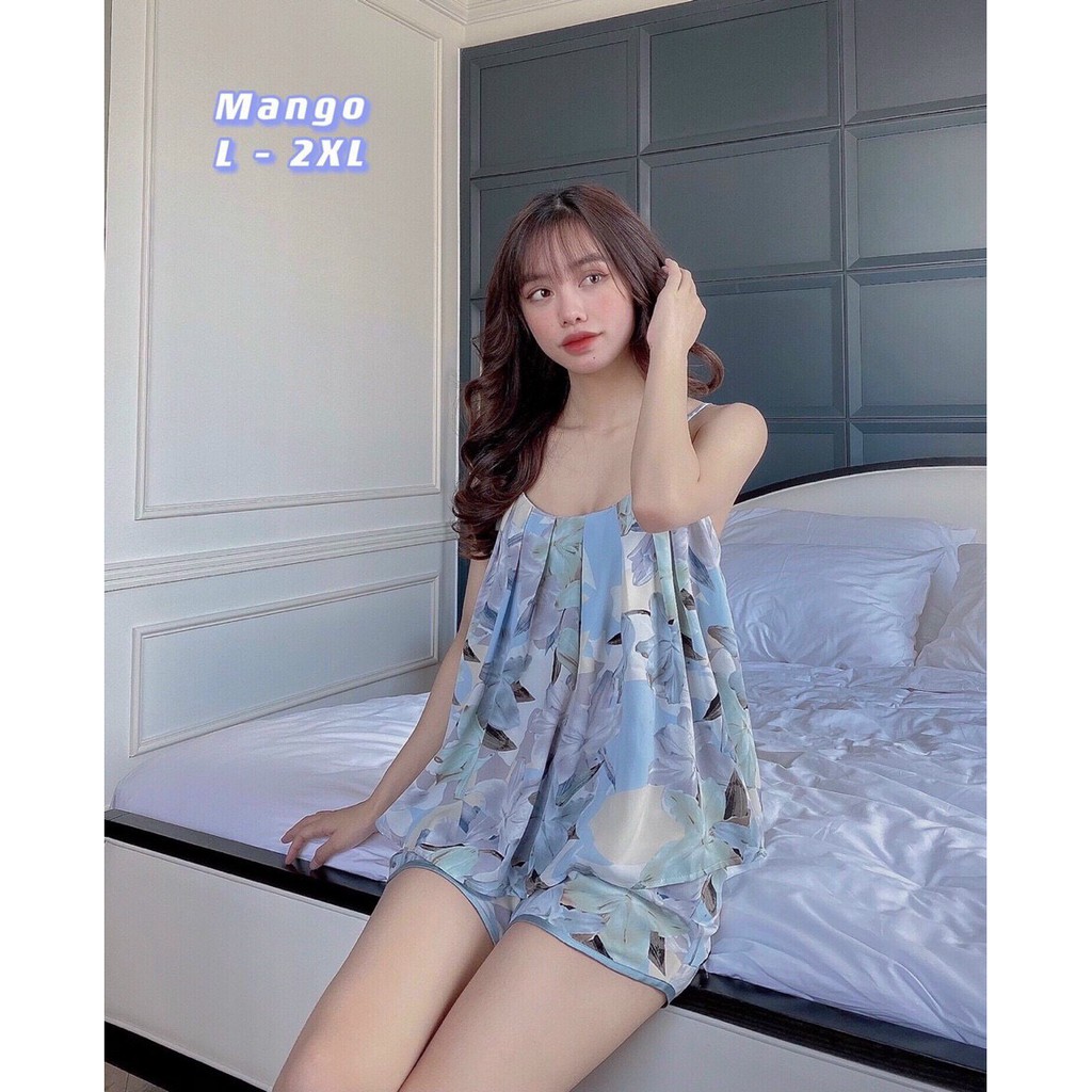 bộ mặc nhà lụa, bộ ngủ 2 dây cực dễ thương, chất lụa mango mềm mát | BigBuy360 - bigbuy360.vn