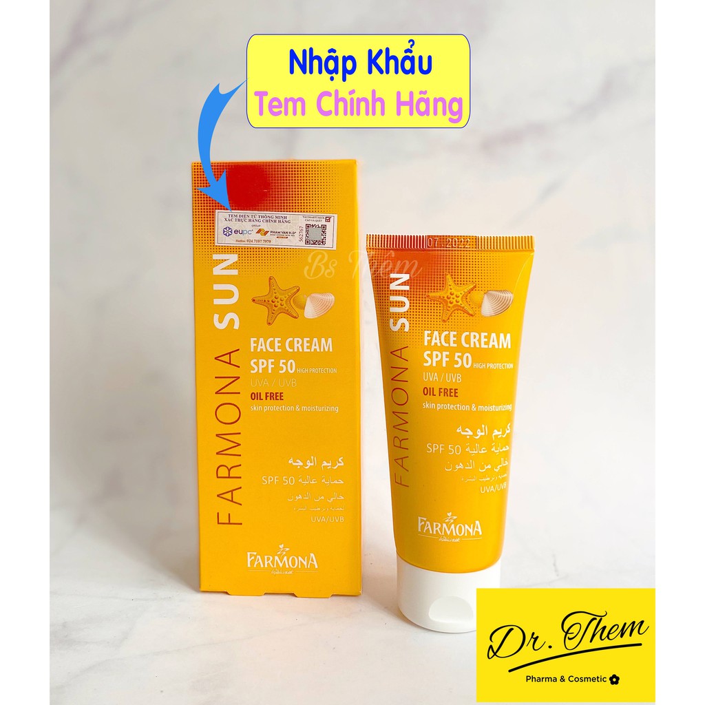 ✅[Chính Hãng] Kem Chống Nắng Farmona Sun Face Cream Oil Free Spf50 Cho Da Dầu Mụn 50ml, Không Chứa Dầu Cho Da Mặt spf 50