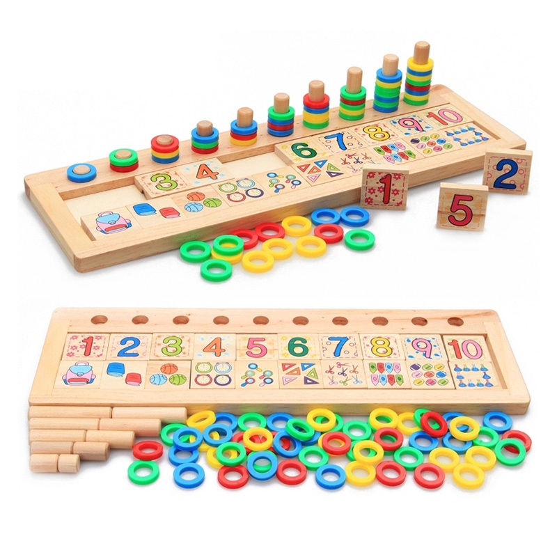 Tài liệu toán học Montessori Đồ chơi giáo dục Bảng gỗ số bảng tròn xếp chồng bảng đếm Đồ chơi khai sáng thú vị