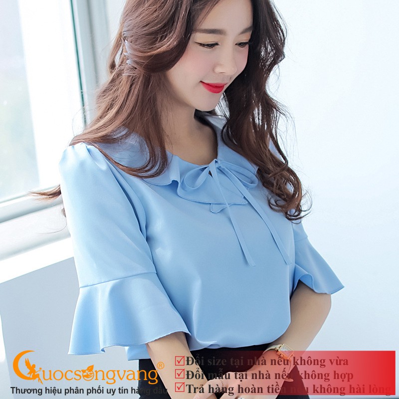 Áo nữ tay loe áo sơ mi nữ cổ bèo GLA165 Cuocsongvang