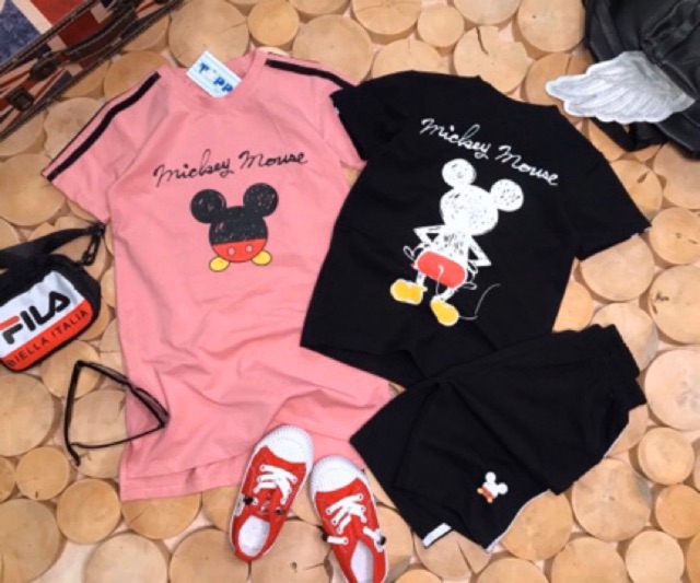 Bộ bé trai và đầm bé gái mickey