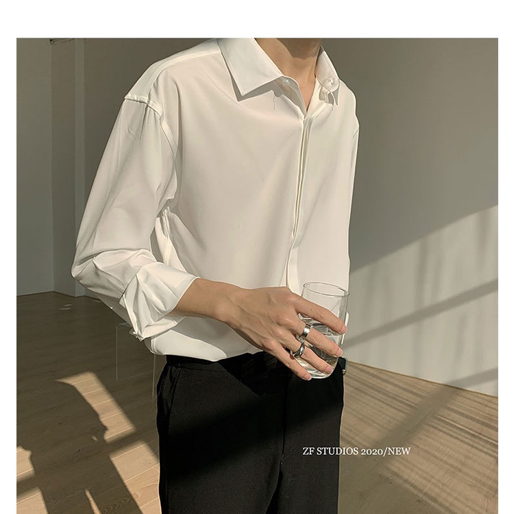 Áo sơ mi trắng tay dài dáng rộng phong cách Retro | BigBuy360 - bigbuy360.vn