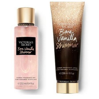 Set Xịt Thơm Victoria's Secret BARE VANILLA Shimmer - 250ml (2 chai)