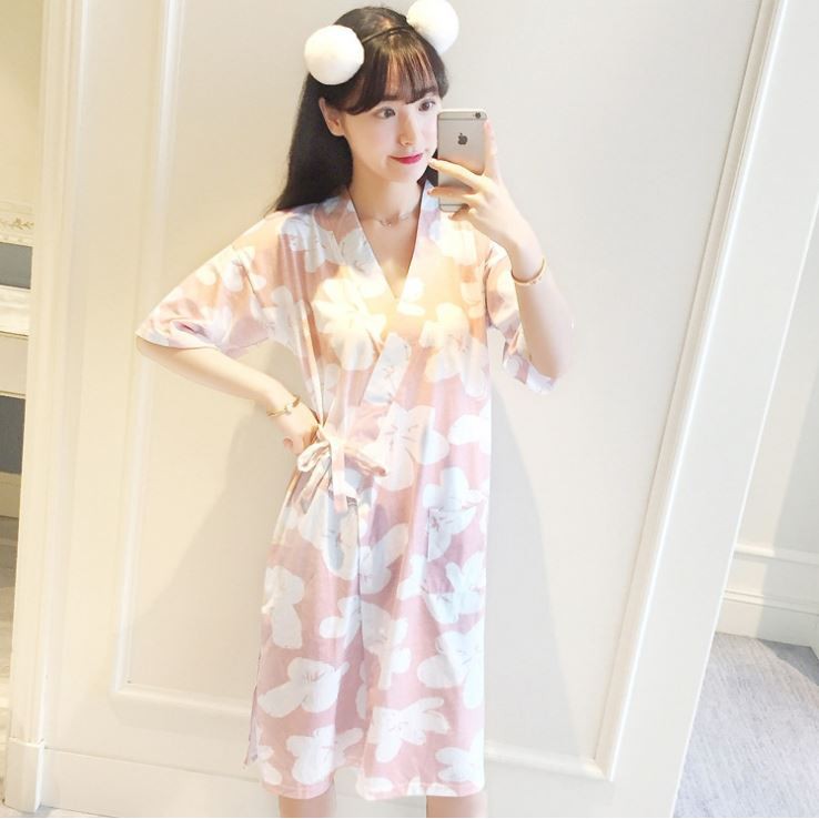 Áo choàng ngủ nữ cotton  Kimono ngủ mặc nhà nhiều họa tiết dễ thương  IVY014