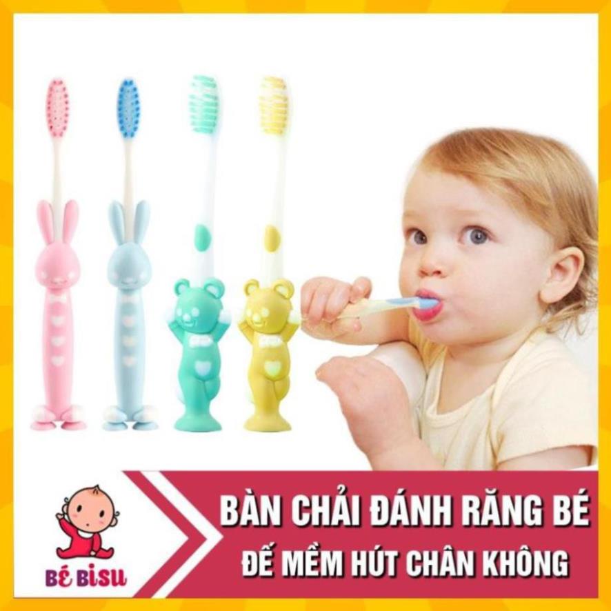 [ BÁN GIÁ SỈ ] Set 4 Bàn chải đánh răng hình thú cho bé - đế mềm đứng được tiện lợi.