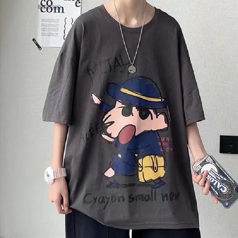 Áo Thun Dáng Rộng In Họa Tiết Hoạt Hình Phong Cách Nhật Bản Thời Trang Mùa Hè Cho Nam