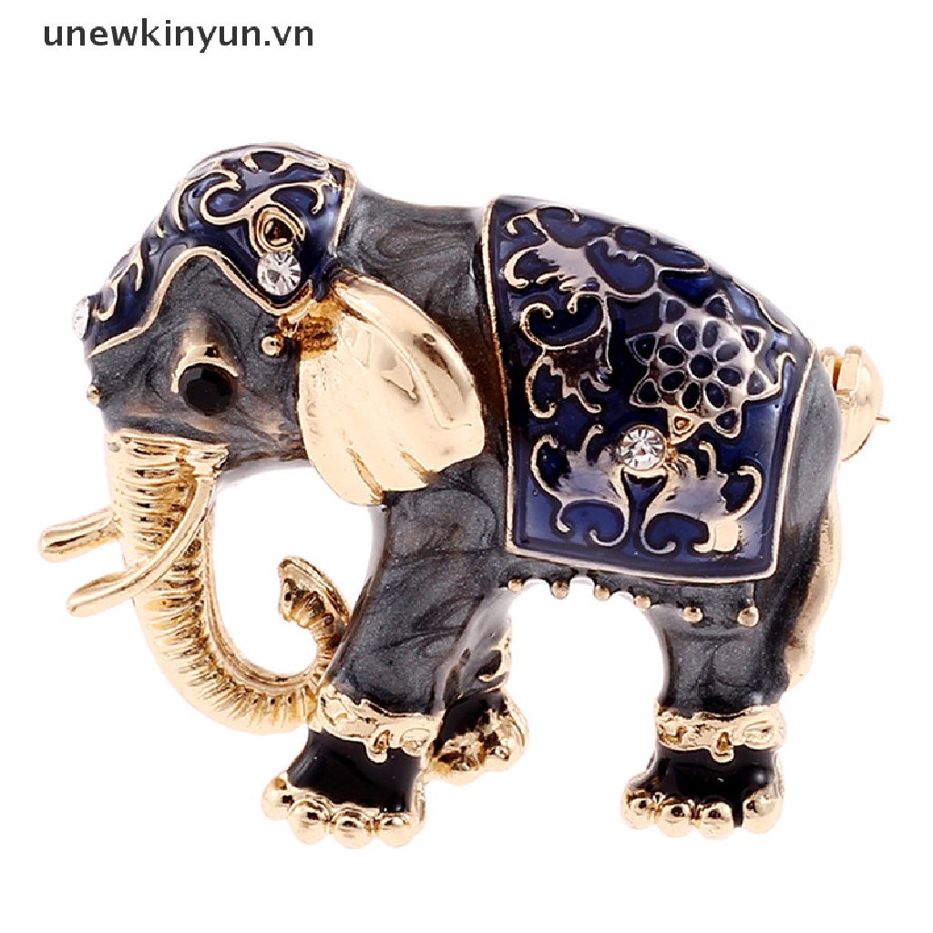 UU Animal Enamel Crystal Elephant Brooch Pin Women Costume Bouquet  Pin Jewelry UU