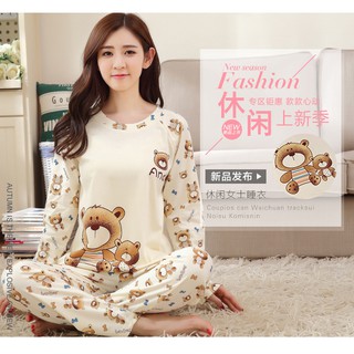 [ Đồ Pijama ] Đồ ngủ nữ Pijama nữ dài tay , cực thoáng , co giãn thoải mái phái nữ ( kèm ảnh thật )