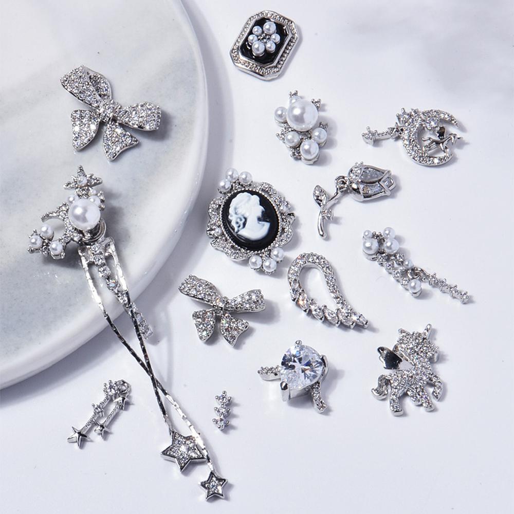 Móng Tay 3D OCEANMAP|Cánh Bow Bow.Charms Dây Chuyền Kim Loại