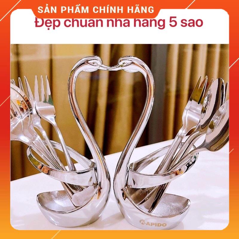 Set thìa dĩa Thiên Nga Rapido gồm 3 thìa 3 dĩa bằng inox không gỉ hàng chính hãng