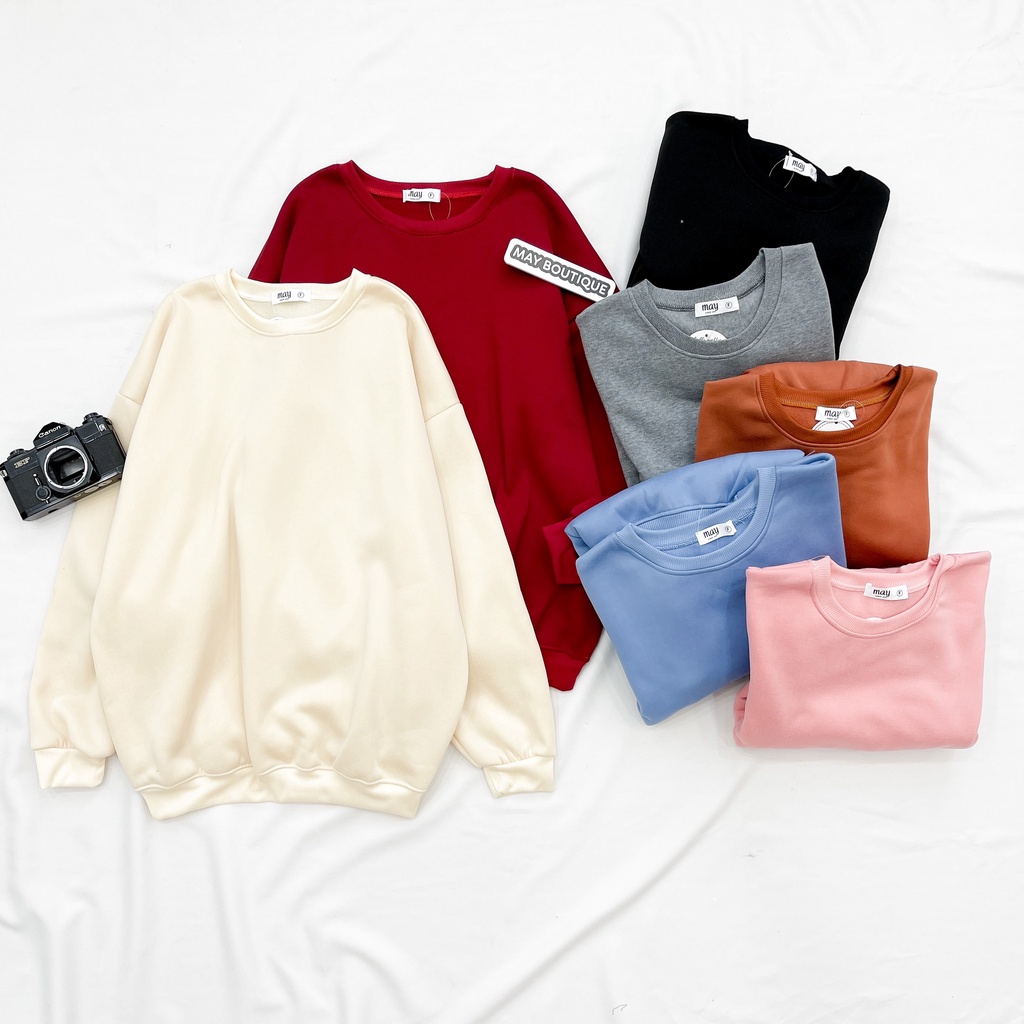 [HÀNG CÓ SẴN] Áo nỉ oversize May Boutique áo nỉ dài tay trơn màu Đen ABS21H_110.001_BL_F | BigBuy360 - bigbuy360.vn
