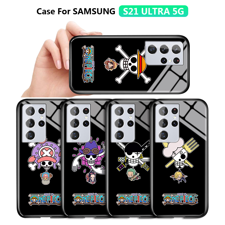 Ốp Điện Thoại Kính Cường Lực Dạ Quang In Hình Anime Luffy Sanji Cho Samsung Galaxy S21 Ultra 5g S21 Plus 5g S21 5g