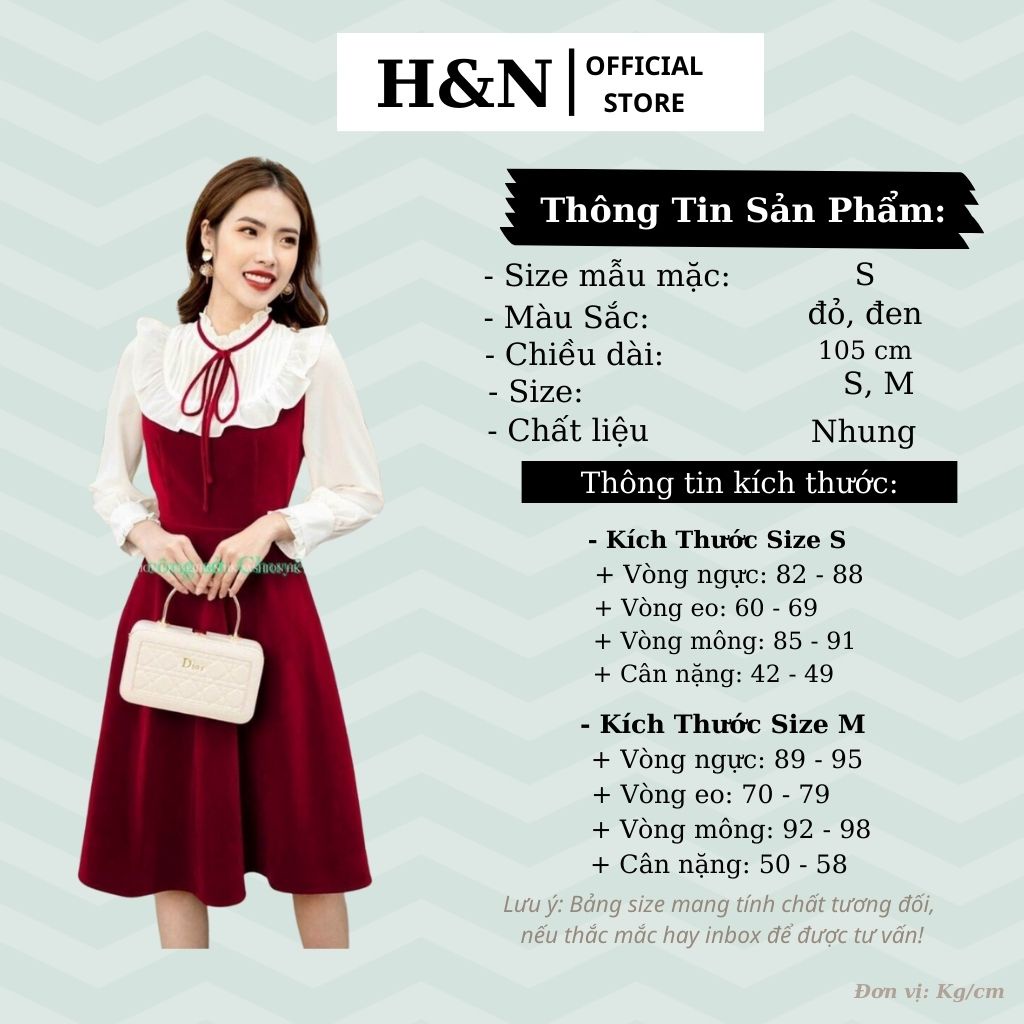 Váy nữ Thiết Kế xòe dài tay nơ cổ Đầm nhung dự tiệc sang chảnh HN clothing v23 | BigBuy360 - bigbuy360.vn