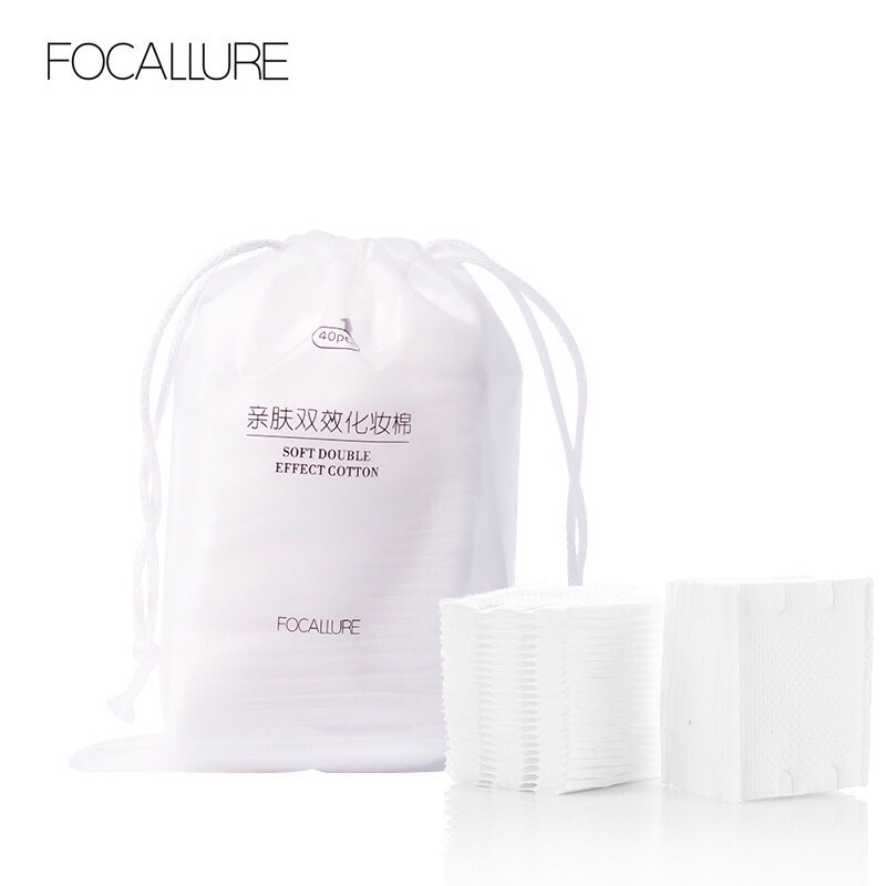 BÔNG COTTON TẨY TRANG FOCALLURE 40 MIẾNG MỀM MỊN CHẤT LƯỢNG CAO ĐÀN HỒI DỊU NHẸ, KHÔNG GÂY KÍCH ỨNG 22.5G