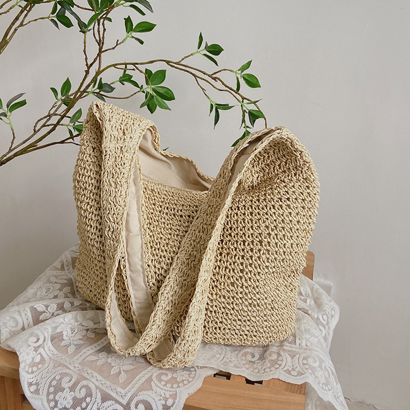 Túi đeo vai IELGY đan rơm sức chứa lớn thời trang đi biển cho nữ