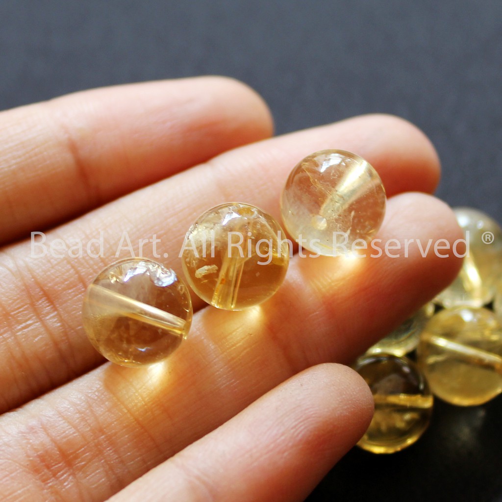 [1 Hạt] T.A Vàng (Citrine) 10mm Phối Trang Sức, Vòng Tay, Phong Thuỷ