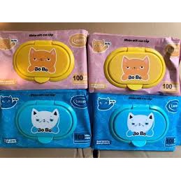Khăn ướt/Giấy ướt không mùi Bobo (1 bịch 100 tờ rút)