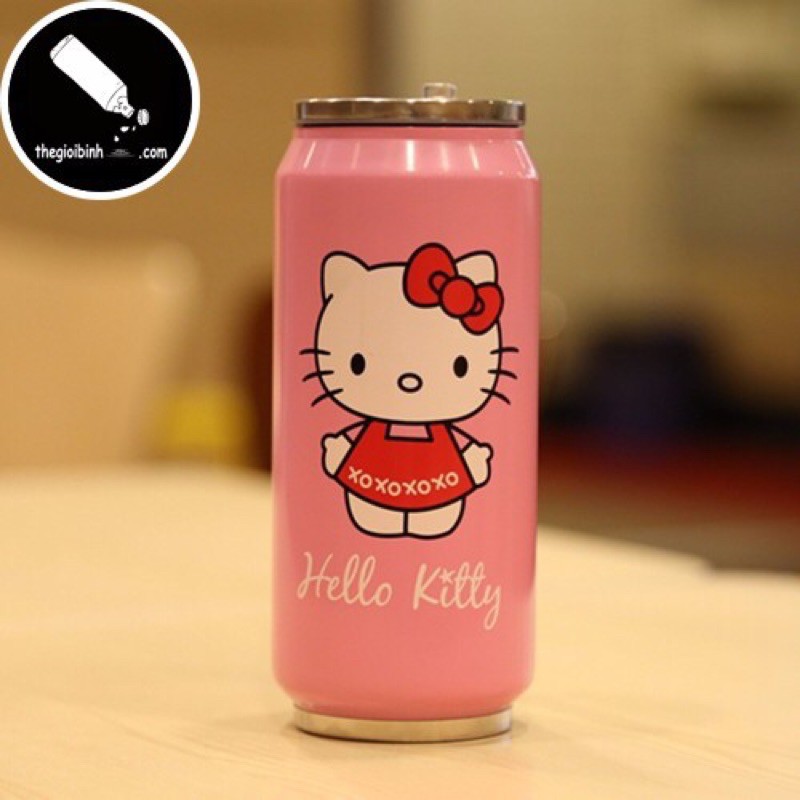 Bình giữ nhiệt, bình nước giữ nhiệt hình lon nước 500ml màu hồng