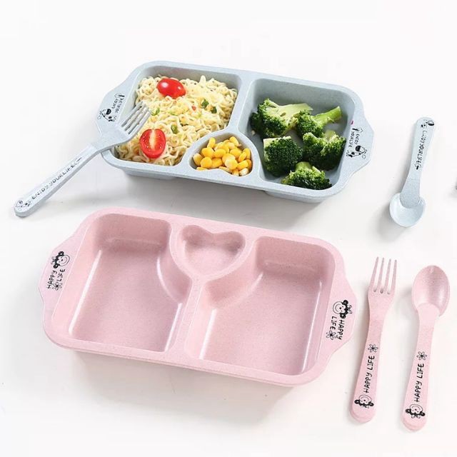 Khay ăn dặm,ăn blw kèm dĩa thìa cho bé TA