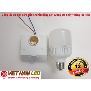 Công tắc đui đèn cảm biến chuyển động gắn tường đui xoáy + bóng led 15W