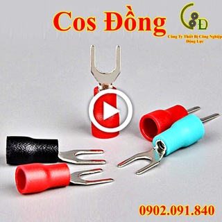 Đầu cos chữ Y bằng đồng 100cái, đầu cốt chỉa bọc phủ nhựa bấm dây điện 0.5mm, 1.5mm SV1.25