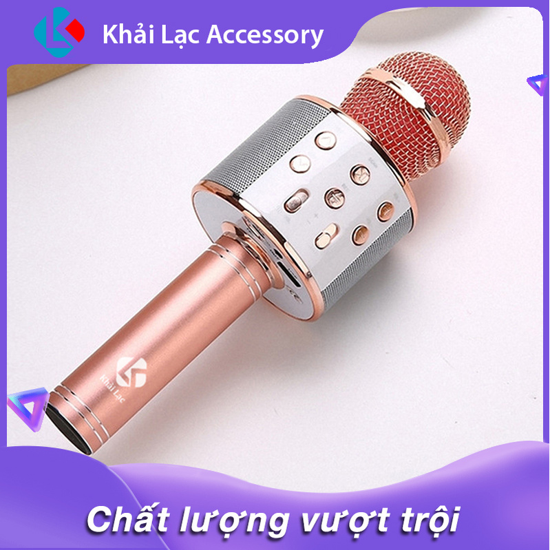 Mic Hát Karaoke Bluetooth Không Dây WS858 - Âm vang - Ấm - mic hát karaoke cầm tay mini