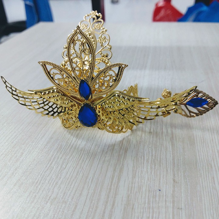 Kim quan họa tiết lá kêt hợp cánh chim cách điệu cosplay nhân vật cổ trang