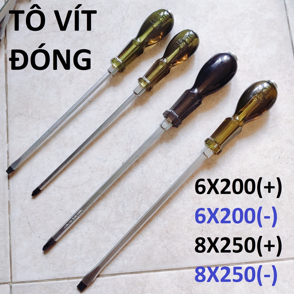 Combo 4 cái tô vít đóng, 6x200mm/8x250mm