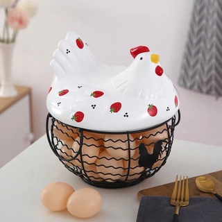 Giỏ đựng trứng hoạ tiết quả dâu tây