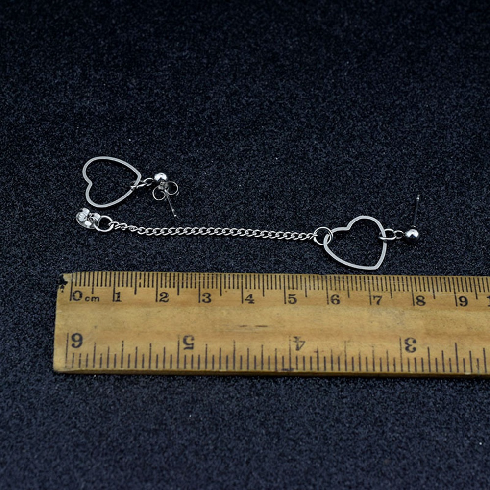 Khuyên Tai Dạng Chuỗi Trái Tim Nhiều Màu Bằng Thép Không Gỉ Phong Cách Hàn Quốc Cho Nữ