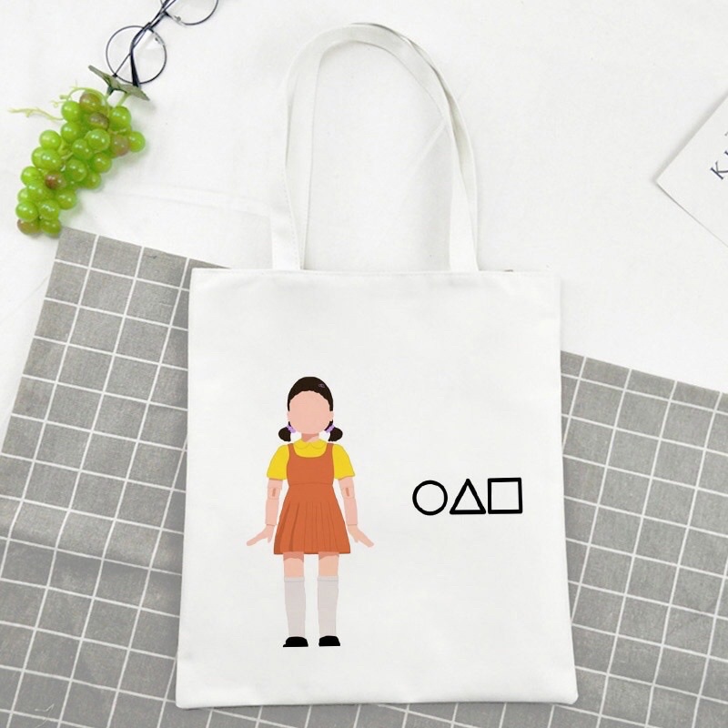 [ NHIỀU MẪU] Túi Tote Vải Canvas Squid Game Trò Chơi Con Mực Hàng HOT Giá Rẻ