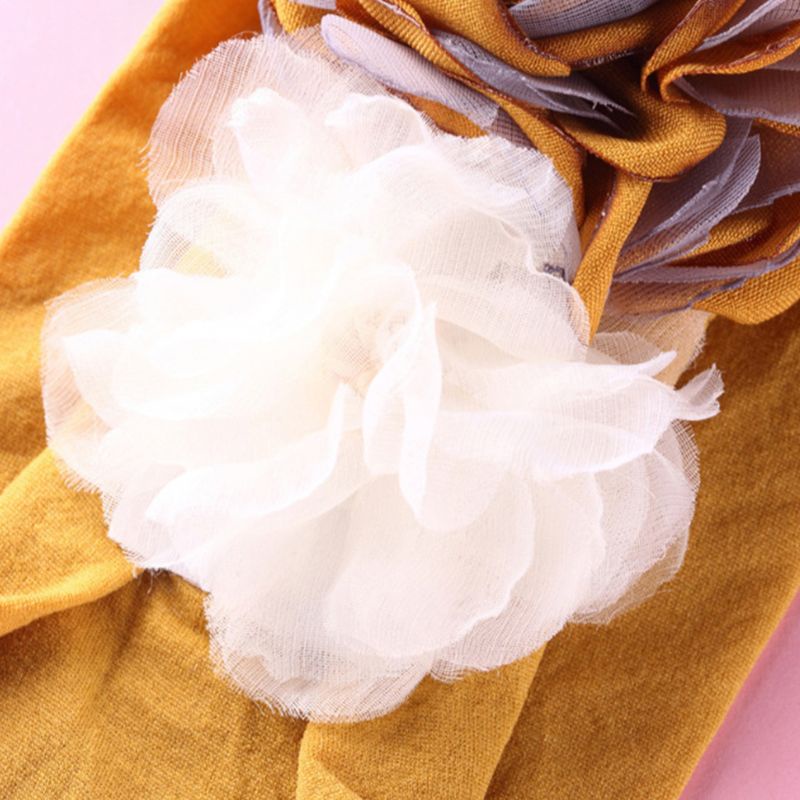 Băng Đô Hoa Co Giãn Phối Lưới Thoáng Khí Thời Trang Xinh Xắn Cho Bé Gái