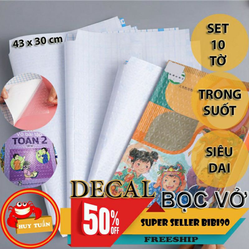 Sét 10 decan bọc vở chất liệu Linon sần