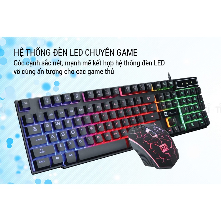 Bộ Bàn Phím Giả Cơ Và Chuột Chuyên Game R8 1910 LED 7 Màu (Đen) - Hàng Chính Hãng