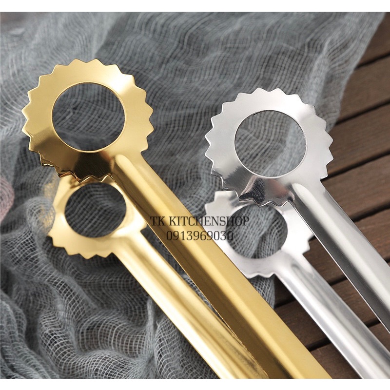 Kẹp gắp đồ ăn bằng inox hình bông tuyết dài 31cm, hai màu sang trọng, chuyên dụng cho khách sạn quán ăn bbq an toàn vstp