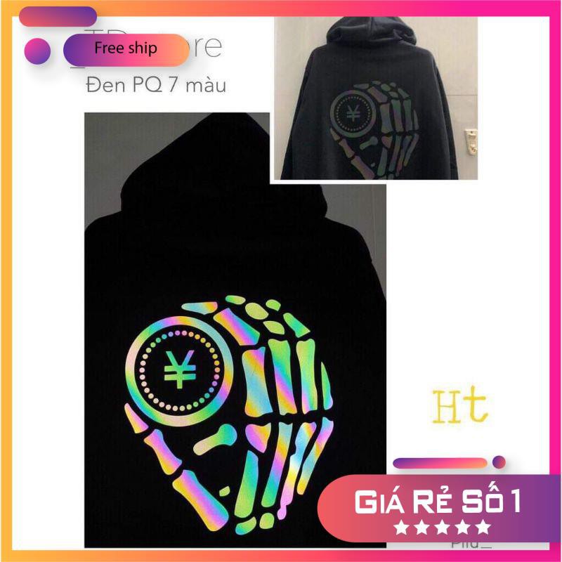 Áo hoodie phản quang 7 màu bàn tay siêu hot, siêu thời trang