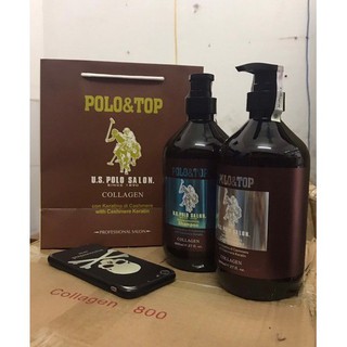 Cặp Dầu Gội Xả PoLo&Top Collagen Phục Hồi Tóc Khô Sơ 800ml x 2