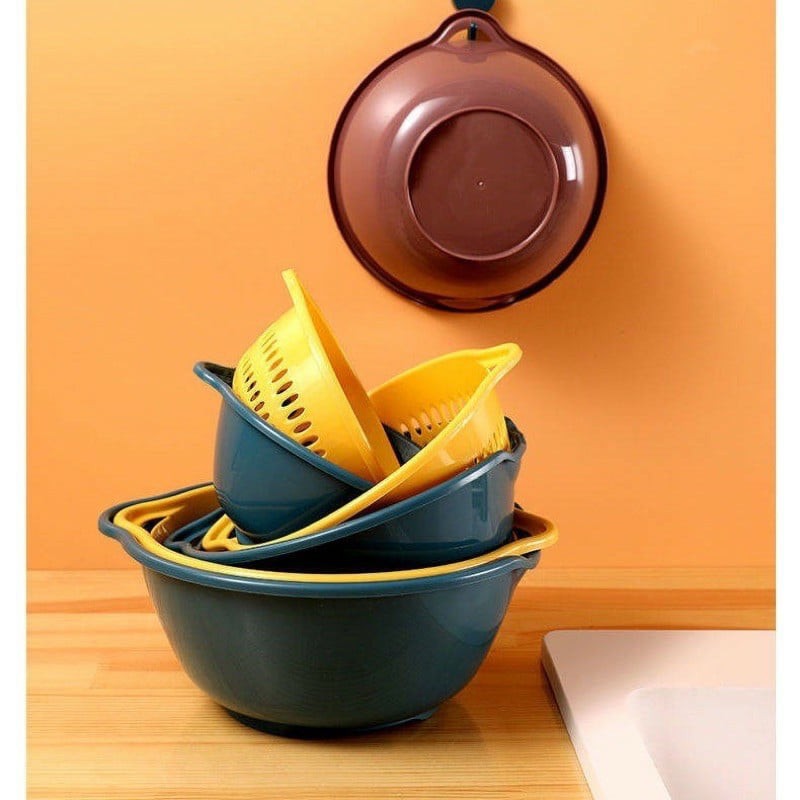 Combo rổ 6 món rổ nhựa chậu ráo nước hai lớp cao cấp tiện lợi | BigBuy360 - bigbuy360.vn