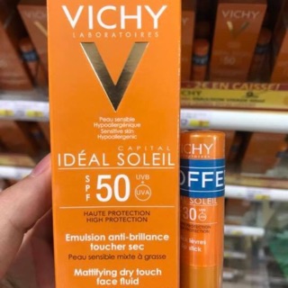 Set Kem chống nắng Vichy TẶNG son dưỡng chống nắng