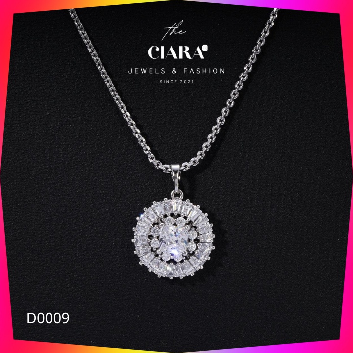 Dây Chuyền Nữ ✨𝐌𝐀̂̃𝐔 𝐇𝐎𝐓 𝟐𝟎𝟐𝟏✨ Dây Chuyền Ý CIARA Mạ Vàng Trắng 18K Đính Đá Kiểu Dáng Sang Trọng, Qúy Phái - D0009