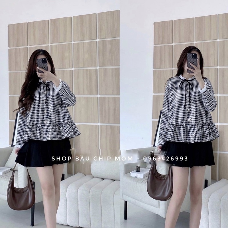 Áo bầu thiết kế sơmi công sở AM25, chất lụa Hàn cực đẹp nhẹ nhàng, xinh xắn thanh lịch cho mẹ bầu